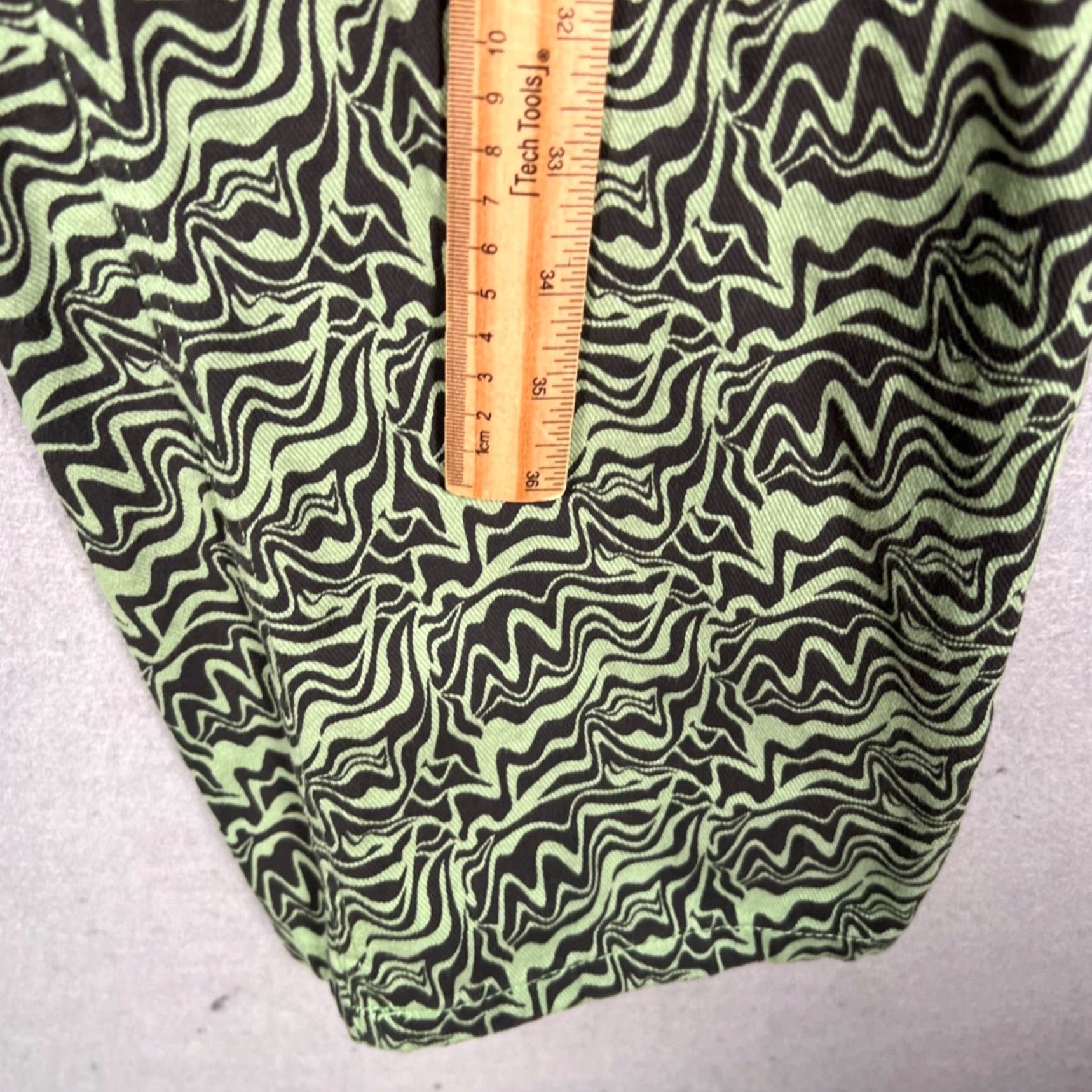 Nique Monkl Womens Size 52 Wavy Green Black Abstract Print Trousers Pants Size 38" / US 16 / IT 52 - 7 Thumbnail