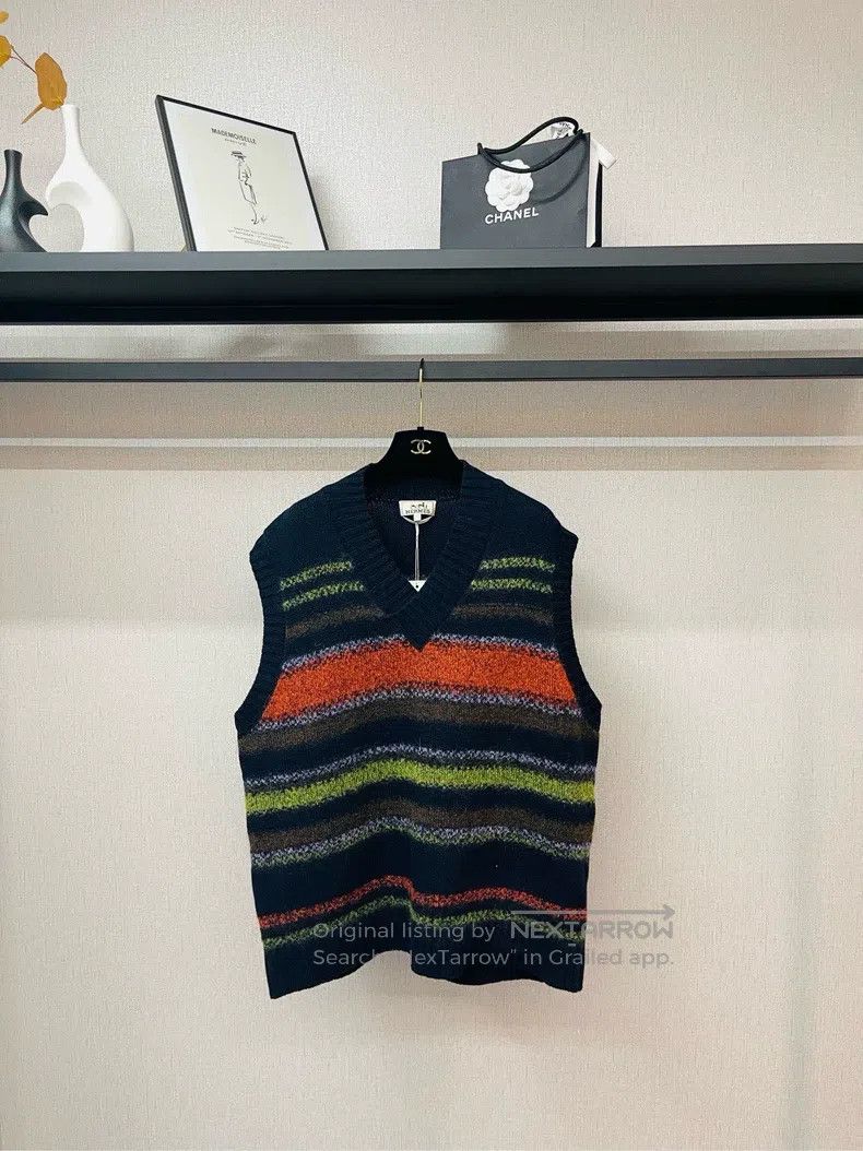 Hermes Hermes Contrast Color Striped Cashmere Vest Size L / US 10 / IT 46 - 1 Thumbnail