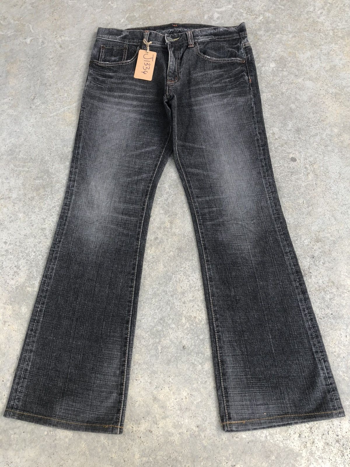 Japanese GL Heart Flared Jeans Distressed Denim