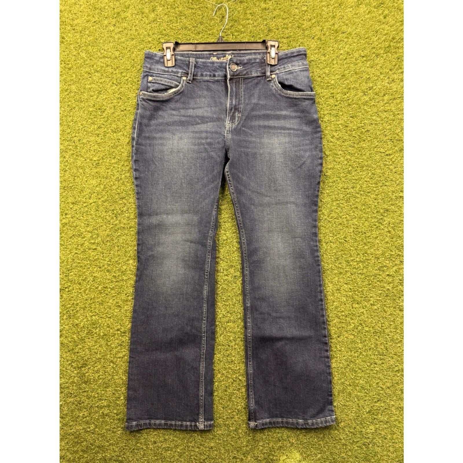 Wrangler Wrangler Bootcut Jeans Womens 13 32x30 Mid Rise Dark Wash Denim Stretch Cowboy Size 34" / US 12 / IT 48 - 2 Thumbnail