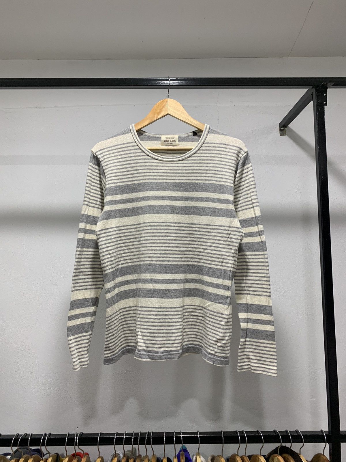 Japanese Brand × Vintage Rare💥 Made in Japan Stripes Knit Ls Shirt Size US S / EU 44-46 / 1 - 2 Thumbnail
