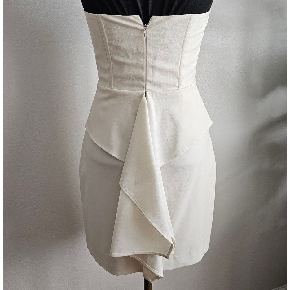 Mason's MASON Ivory Strapless Cocktail Mini Dress w/Lambskin 2 Size XS / US 0-2 / IT 36-38 - 3 Thumbnail