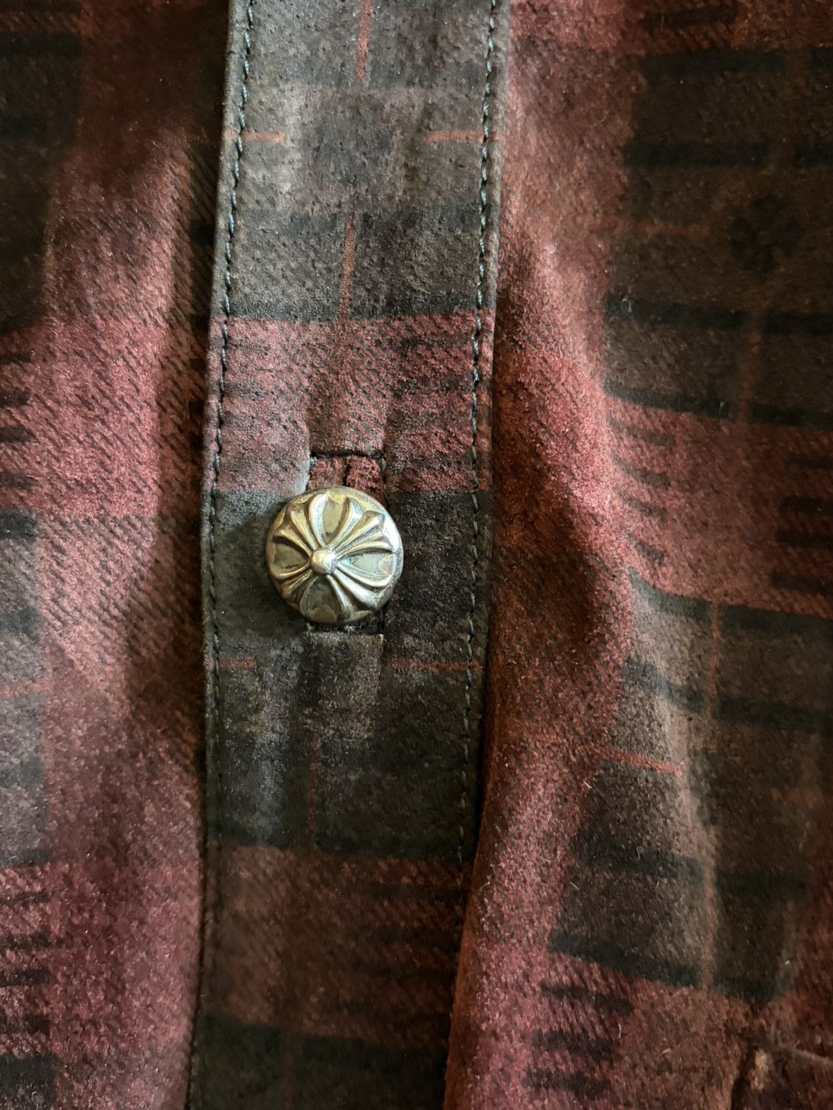 Chrome Hearts Chrome Hearts Vintage Leather Flannel Shirt Size US M / EU 48-50 / 2 - 7 Thumbnail