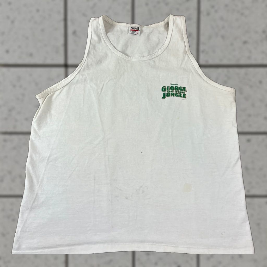 Anvil VINTAGE 90s White Muscle Tank Disney George of the Jungle Size Large Shirt Size US L / EU 52-54 / 3 - 1 Thumbnail