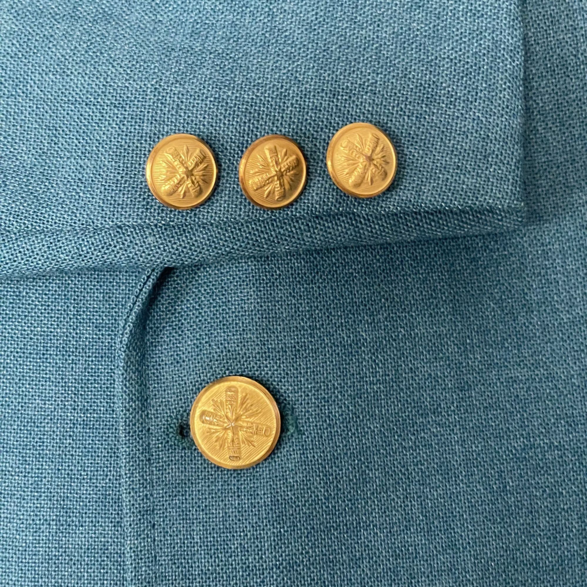 Other Vtg The Style Shop TURQUOISE Blue GOLD Btn Sport Coat Size 44L - 3 Thumbnail