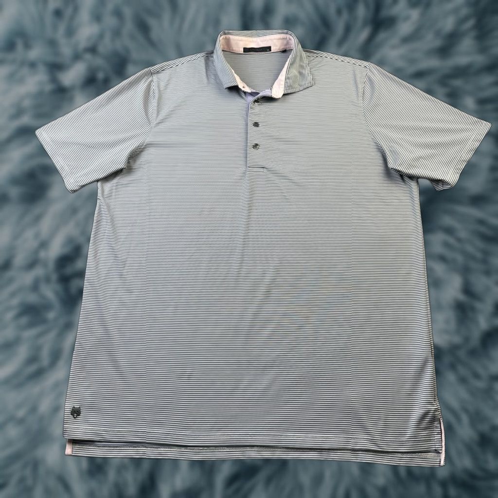 Vintage Greyson Polo Shirt Mens XL Blue Golf Performance Logo Striped Short Sleeve Collared Button All Seasons Lightweight Casual Sports Polo - Mens Size US XL / EU 56 / 4 - 1 Thumbnail
