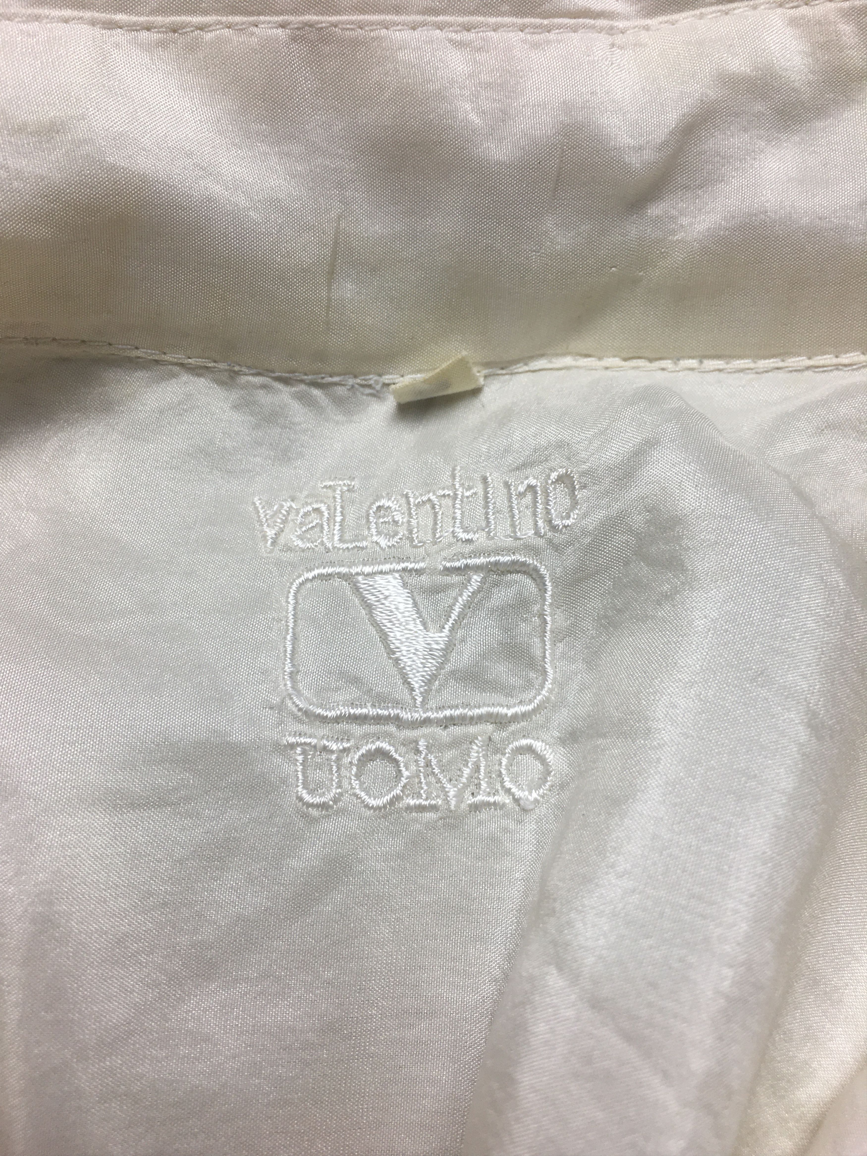 Valentino Valentino Uomo Silk Cream Light Short Sleeve Shirt Size L Size US L / EU 52-54 / 3 - 7 Thumbnail