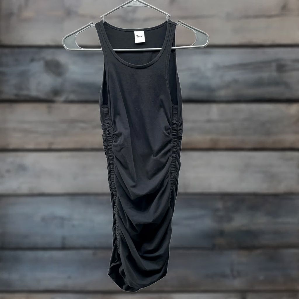 TNA Aritzia Tna Shoreline Ruched Mini Dress Womens XS Black Bodycon Tank Tunic Size XS / US 0-2 / IT 36-38 - 1 Thumbnail