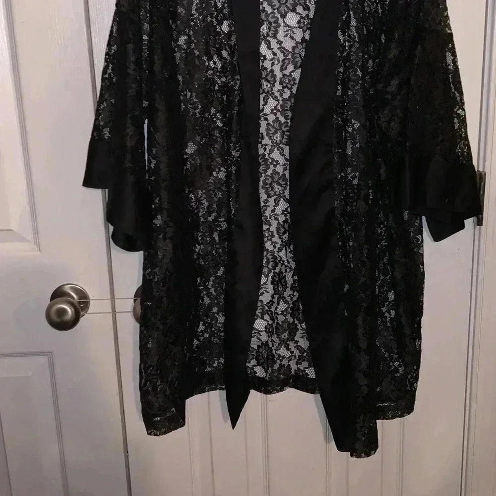 Designer Victoria’s Secret black lace robe Size ONE SIZE - 4 Thumbnail