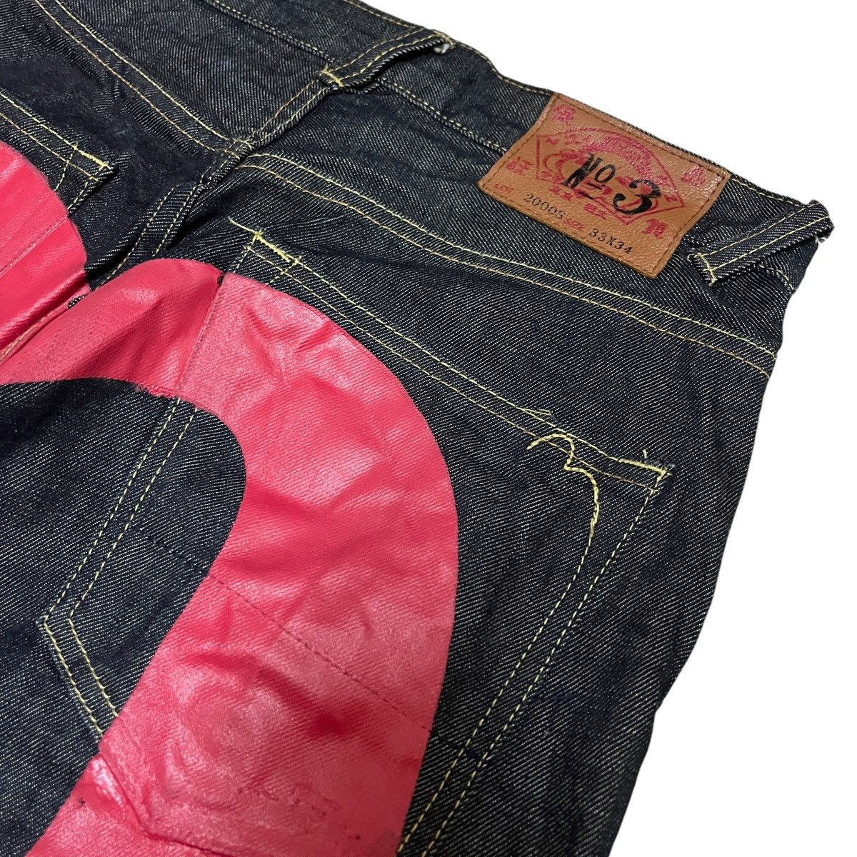 Evisu × Japanese Brand × Vintage EVISU RED DAICOCK DENIM [33x34) Size US 33 - 2 Thumbnail