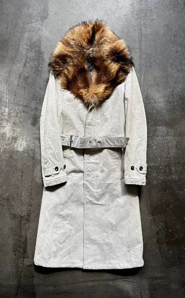 Tornado Mart Tornado Mart 1990s Detachable Fur Collar Long Leather Coat Size M / US 6-8 / IT 42-44 - 1 Thumbnail