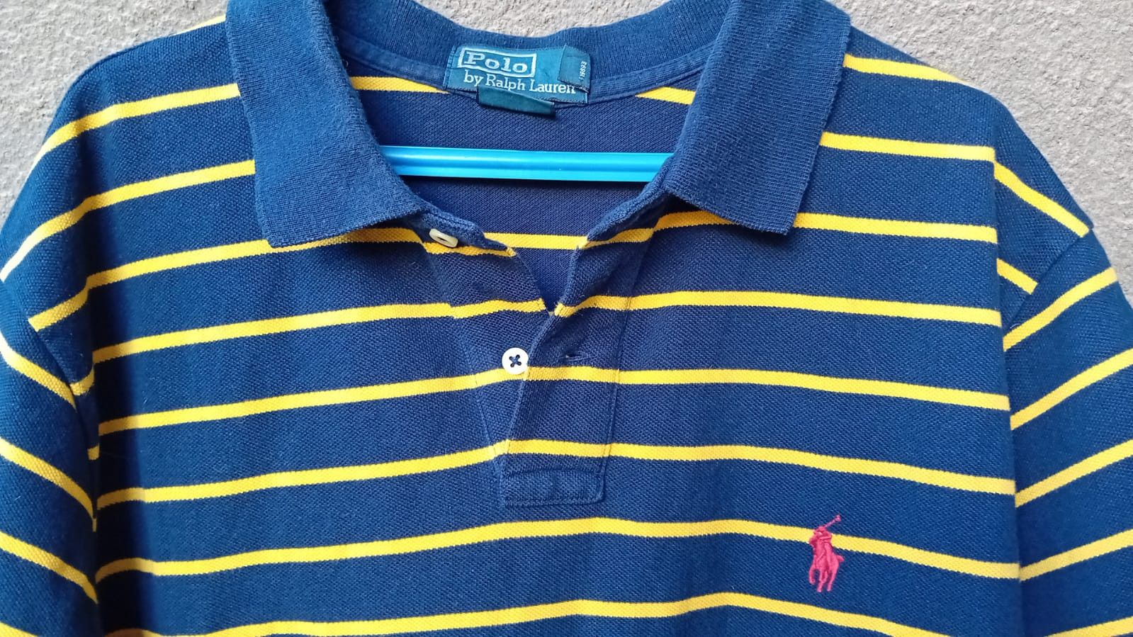 Polo Ralph Lauren × Vintage Polo Ralph Lauren Custom Fit Blue Yellow Striped Polo tee XL Size US XL / EU 56 / 4 - 2 Thumbnail