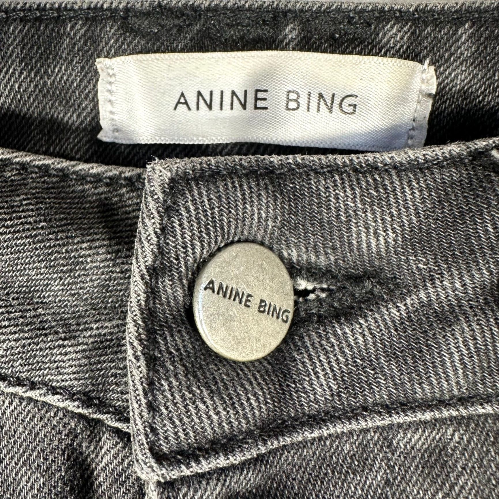 Anine Bing ANINE BING Jeans Womens High Waisted Button Fly Skinny Faded Black Denim 27 Size 27" / US 4 / IT 40 - 3 Thumbnail