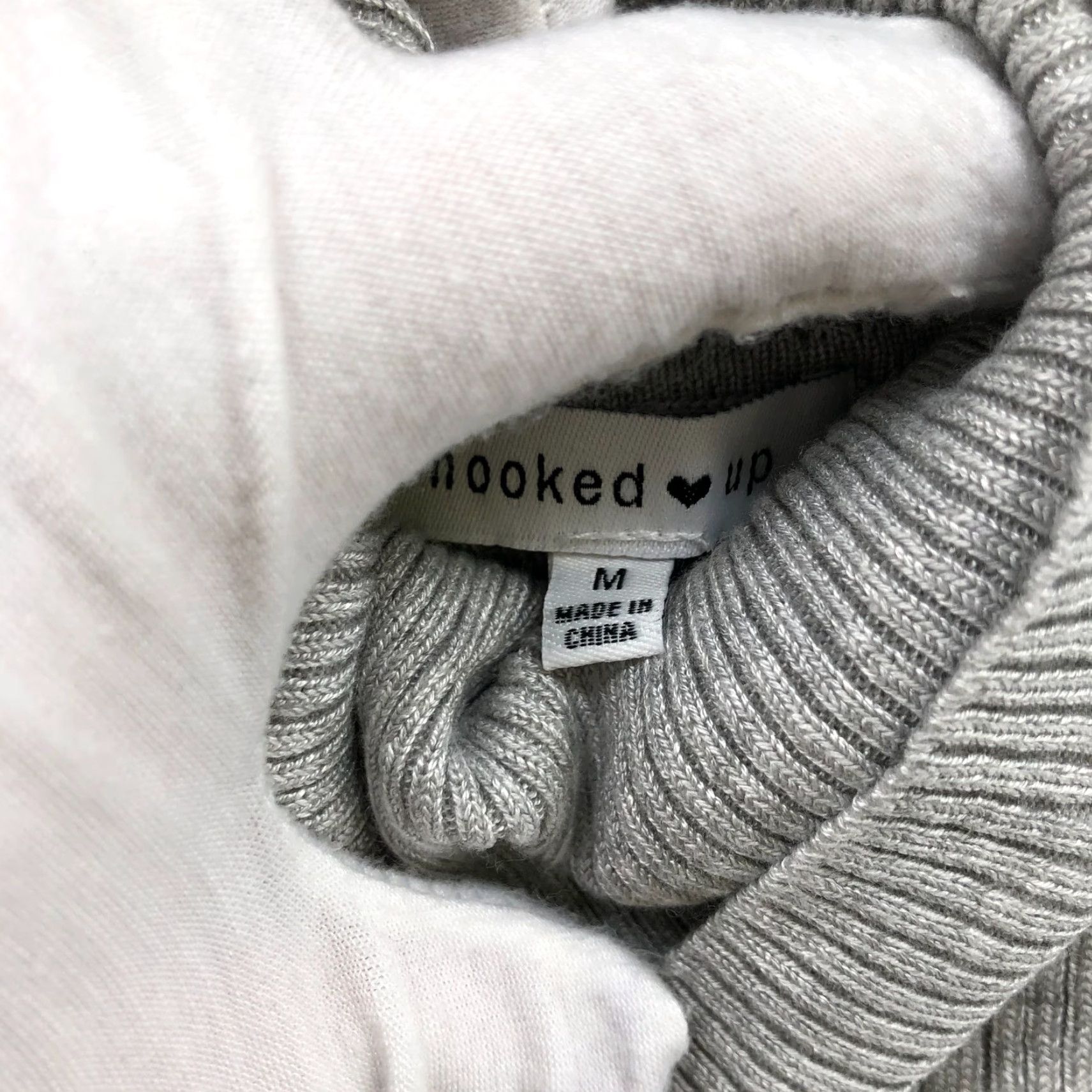 Vintage NWT Hooked Up by IOT Gray Ribbed Turtleneck Fitted Sweater Womens M Pullover Knit Slim Lightweight Casual Long Sleeve Nylon blend Size M / US 6-8 / IT 42-44 - 3 Thumbnail