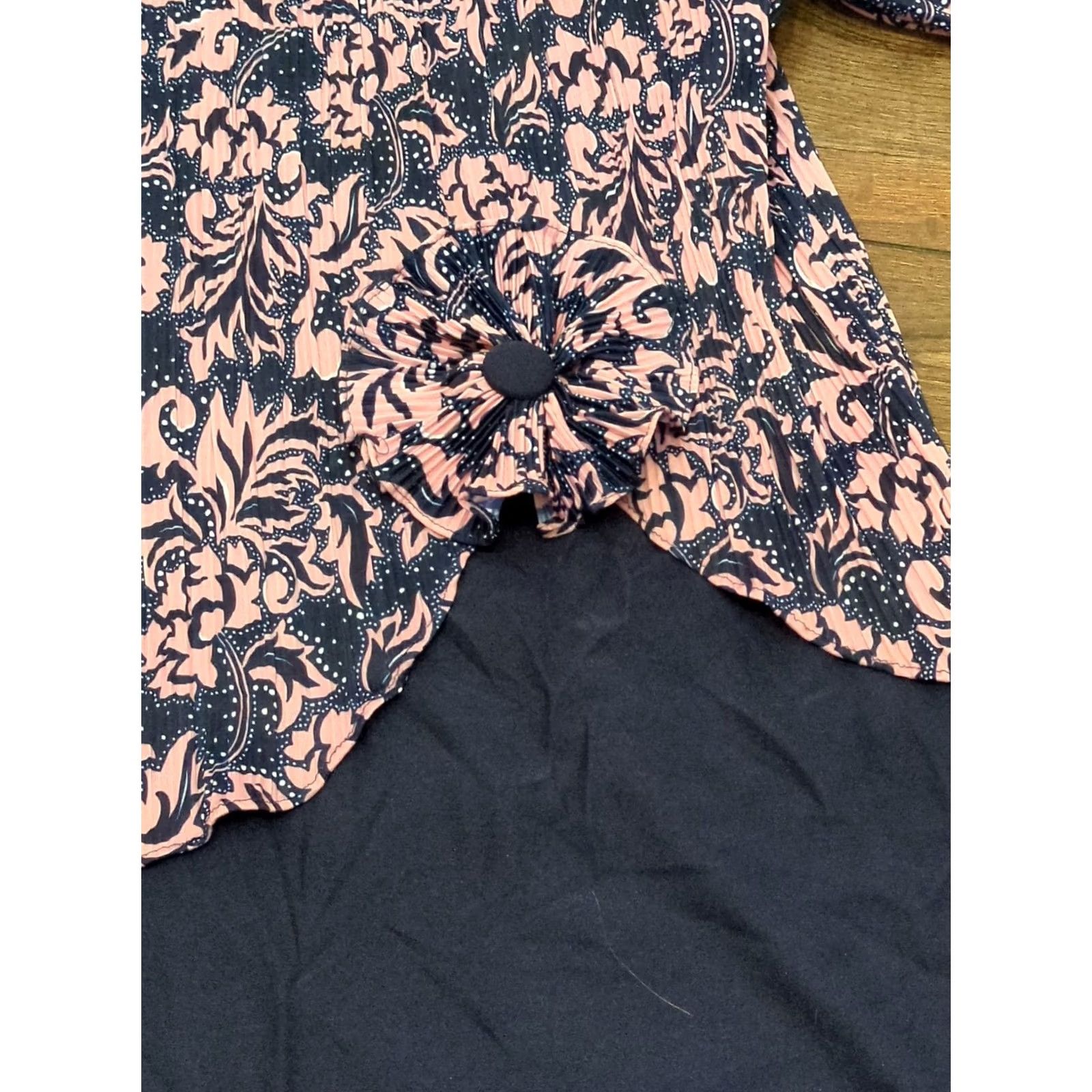 Vintage VINTAGE Cue Fashions Dress Shift Midi 16W Blue/Pink Floral Short Sleeve Drop Waist Womens Size XXL / US 16-18 / IT 52-54 - 3 Thumbnail