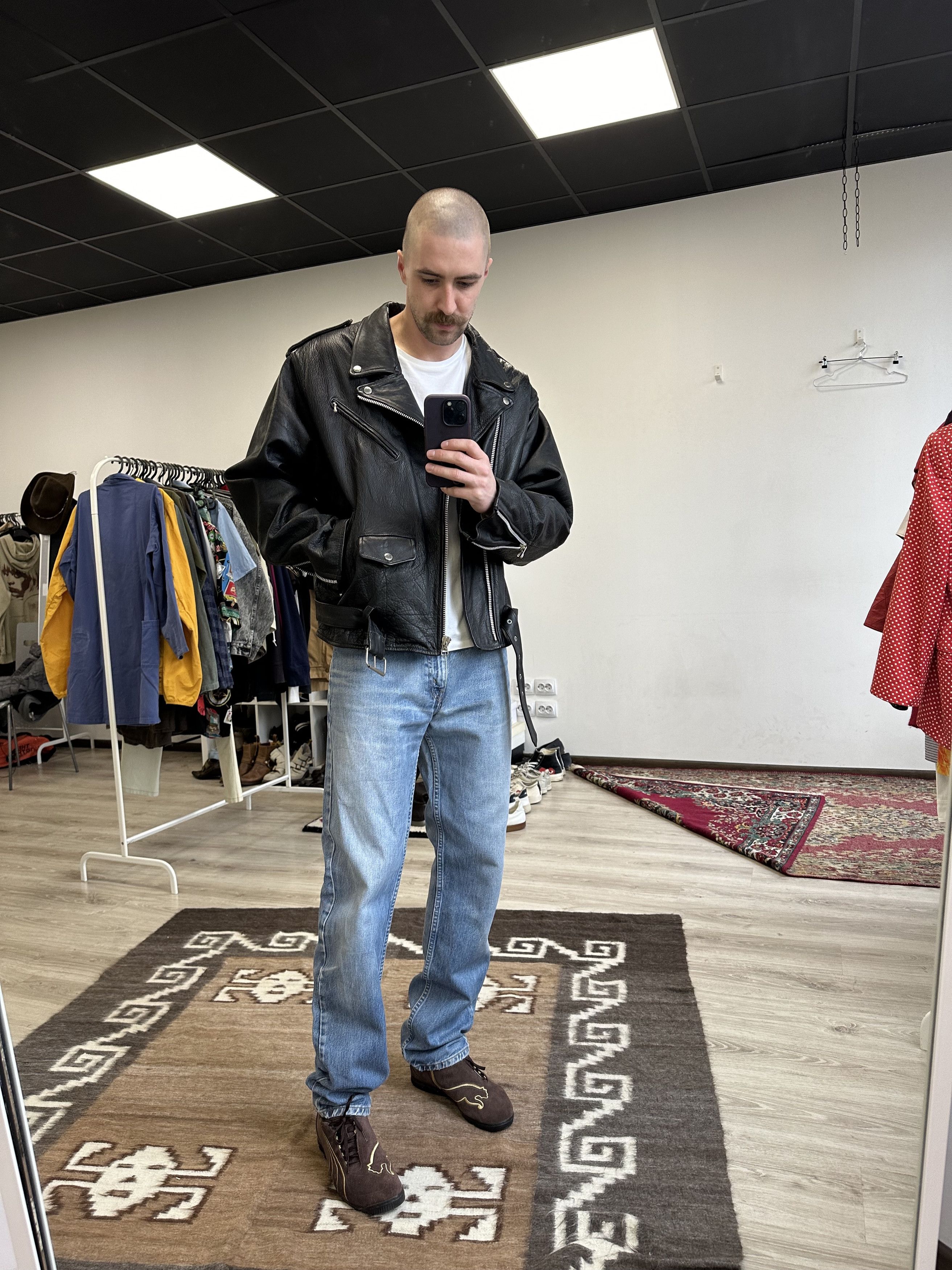 Vintage Leather Racing Biker Moto Jacket 6606AC