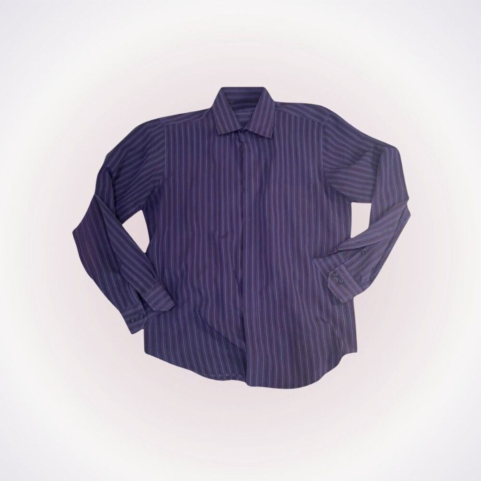 BUGATCHI Bugatchi Uomo Purple Stripe Button-Down Shirt | Sz L Size US L / EU 52-54 / 3 - 1 Thumbnail