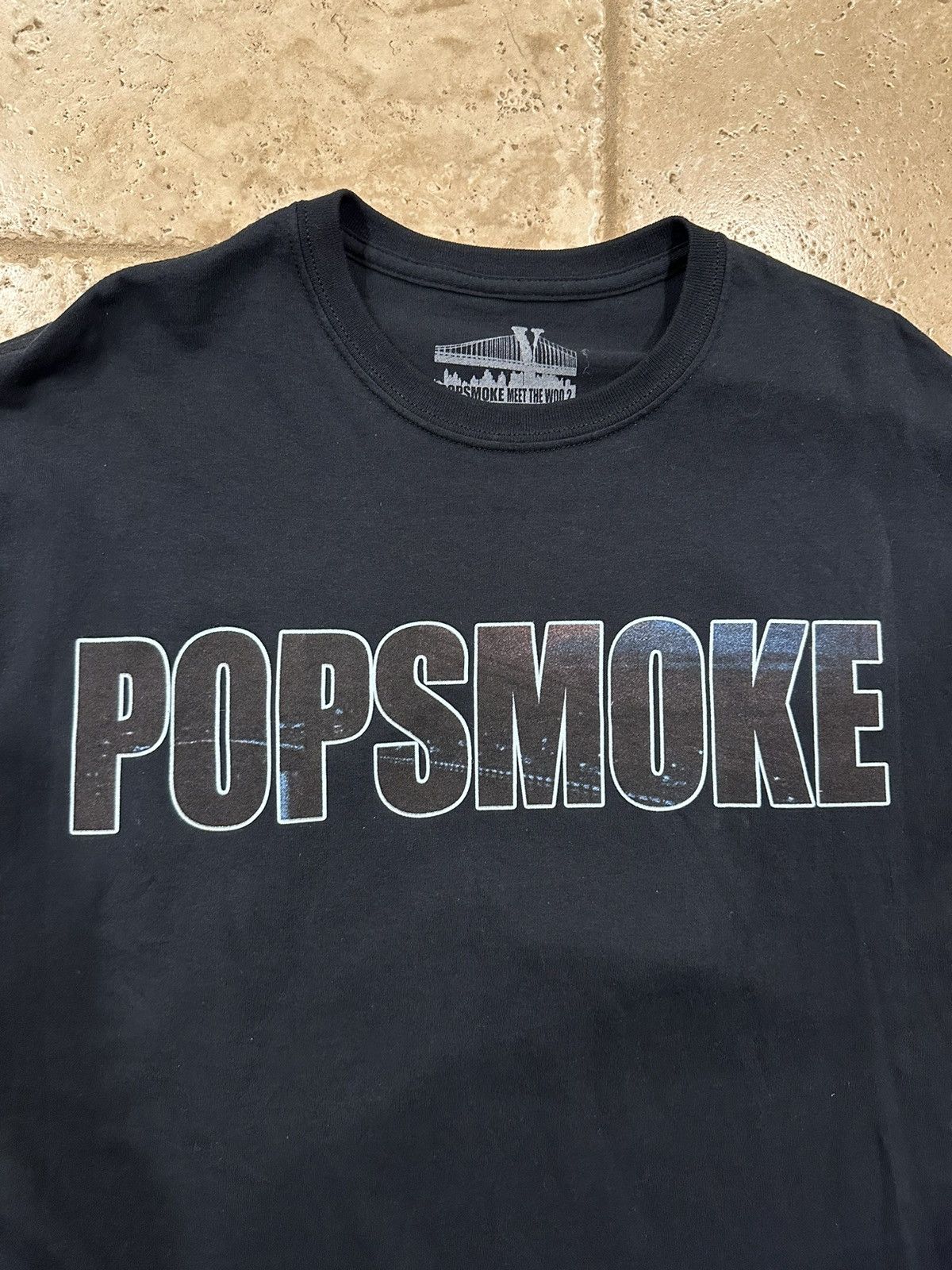 Rap Tees Vlone x Pop Smoke Wraith Logo Black T-Shirt Size US XL / EU 56 / 4 - 4 Thumbnail