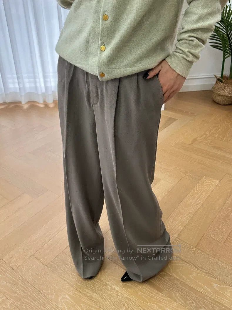 Hermes Hermes Fine Wool Pleated Drapable Wide Leg Trousers - Oliv Size 25" / US 0 / IT 36 - 3 Thumbnail