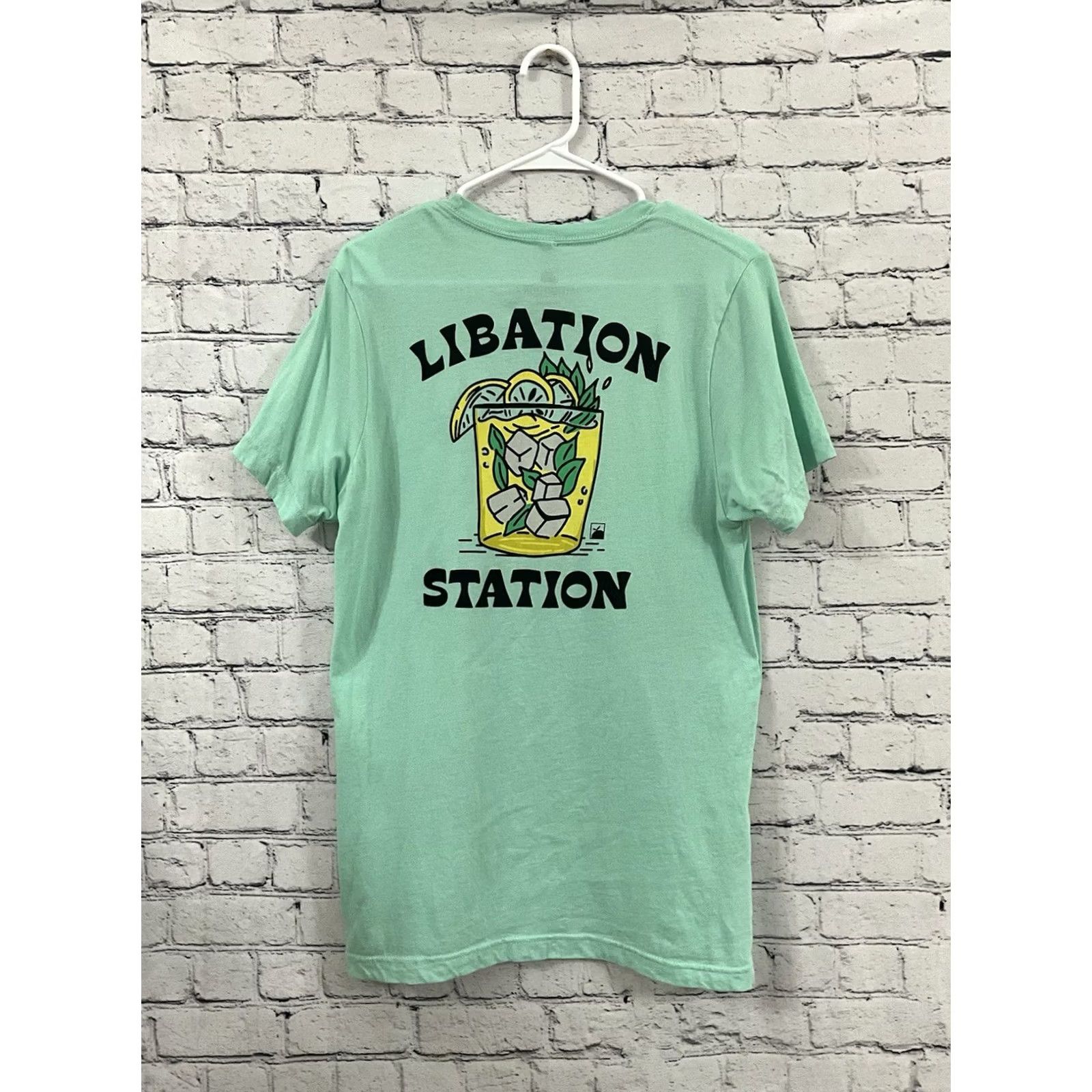 Vintage Flomotion Libation Station T-Shirt Men M Green Short Sleeve Regular Fit Solid Tee Size US M / EU 48-50 / 2 - 2 Thumbnail