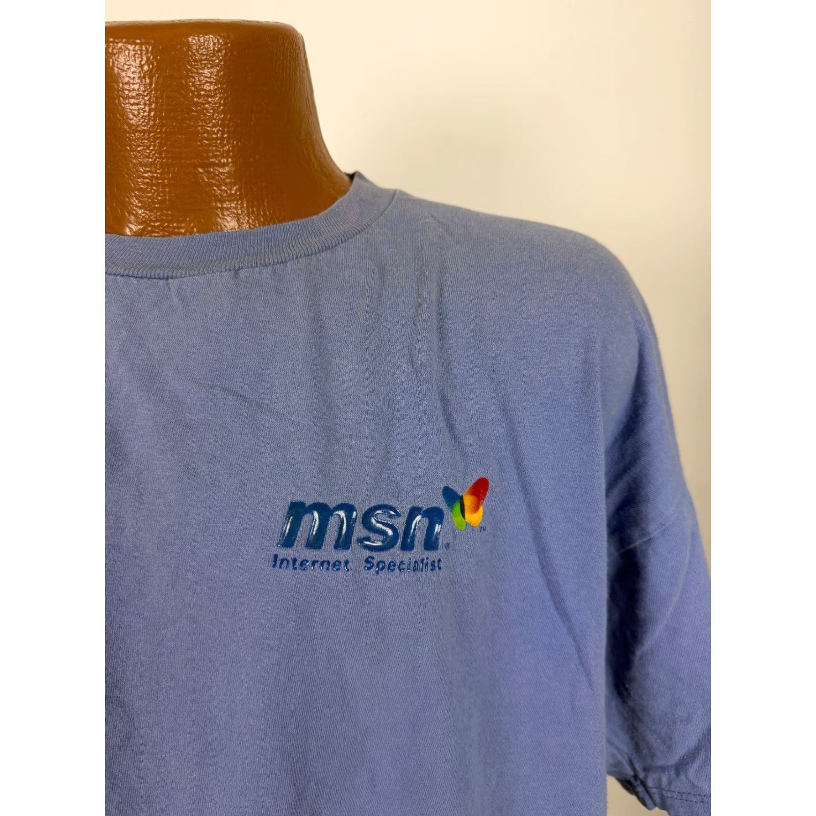 Jerzees VINTAGE MSN Shirt XL Mens T-Shirt Blue 90s Y2K Internet Specialist Logo Jerzees Cotton Jersey Short Sleeve Crew Neck Size US XL / EU 56 / 4 - 3 Thumbnail