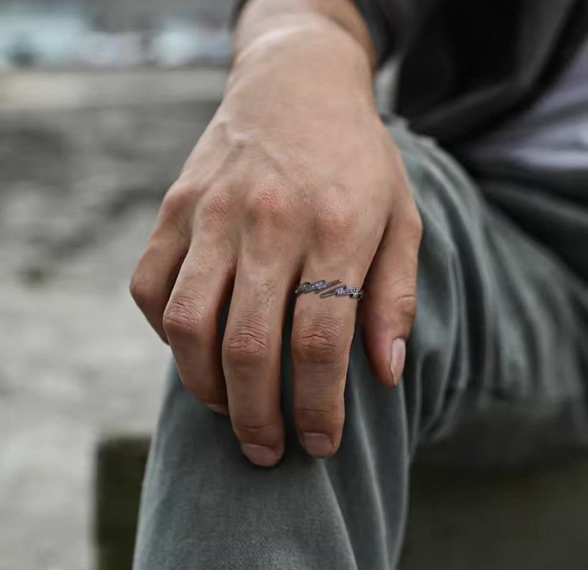 Other Gothic Black Lightning Open Ring Size ONE SIZE - 3 Thumbnail