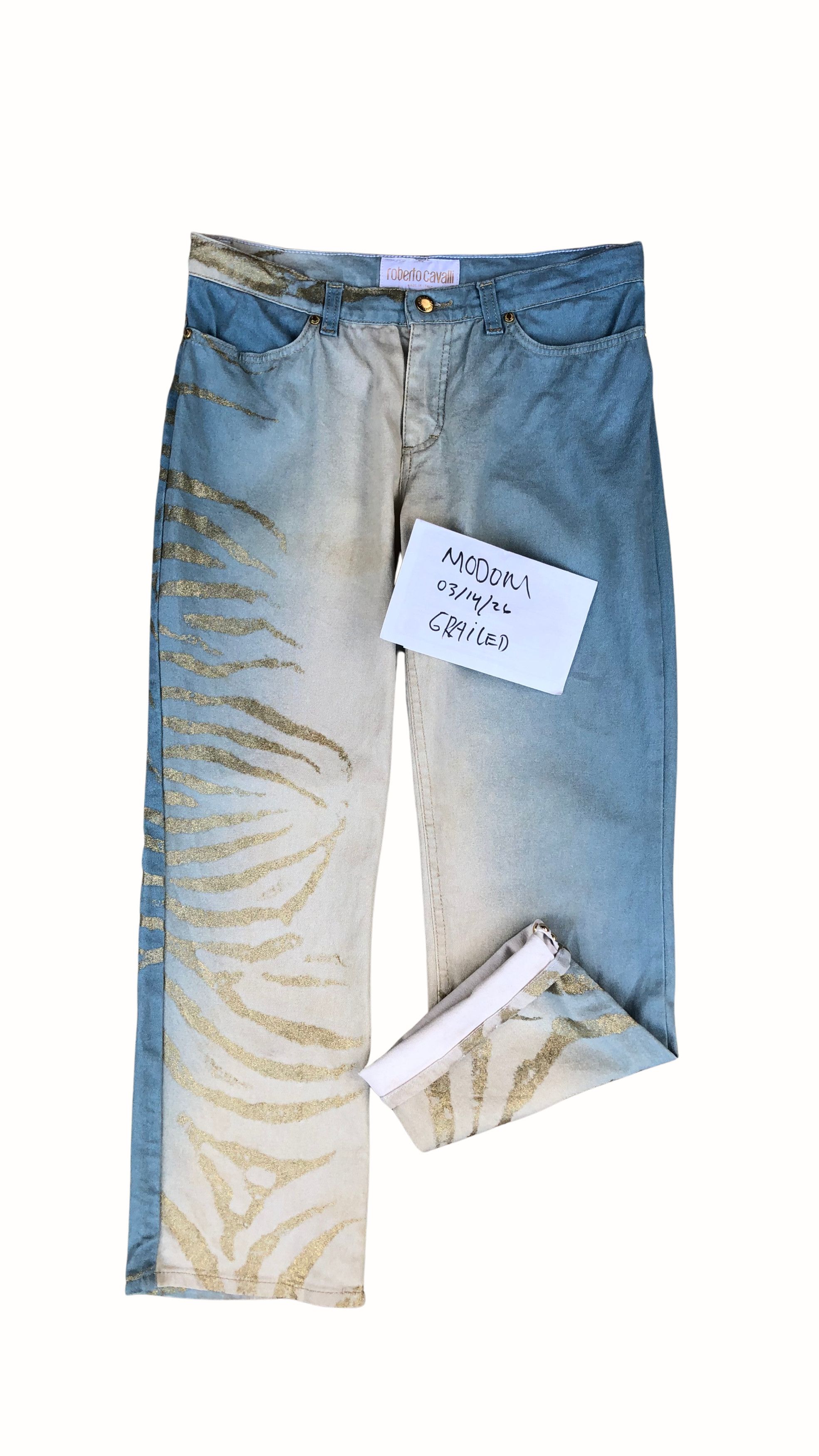 Roberto Cavalli 2000s Roberto Cavalli Golden Zebra Jeans Size 30" / US 8 / IT 44 - 2 Thumbnail