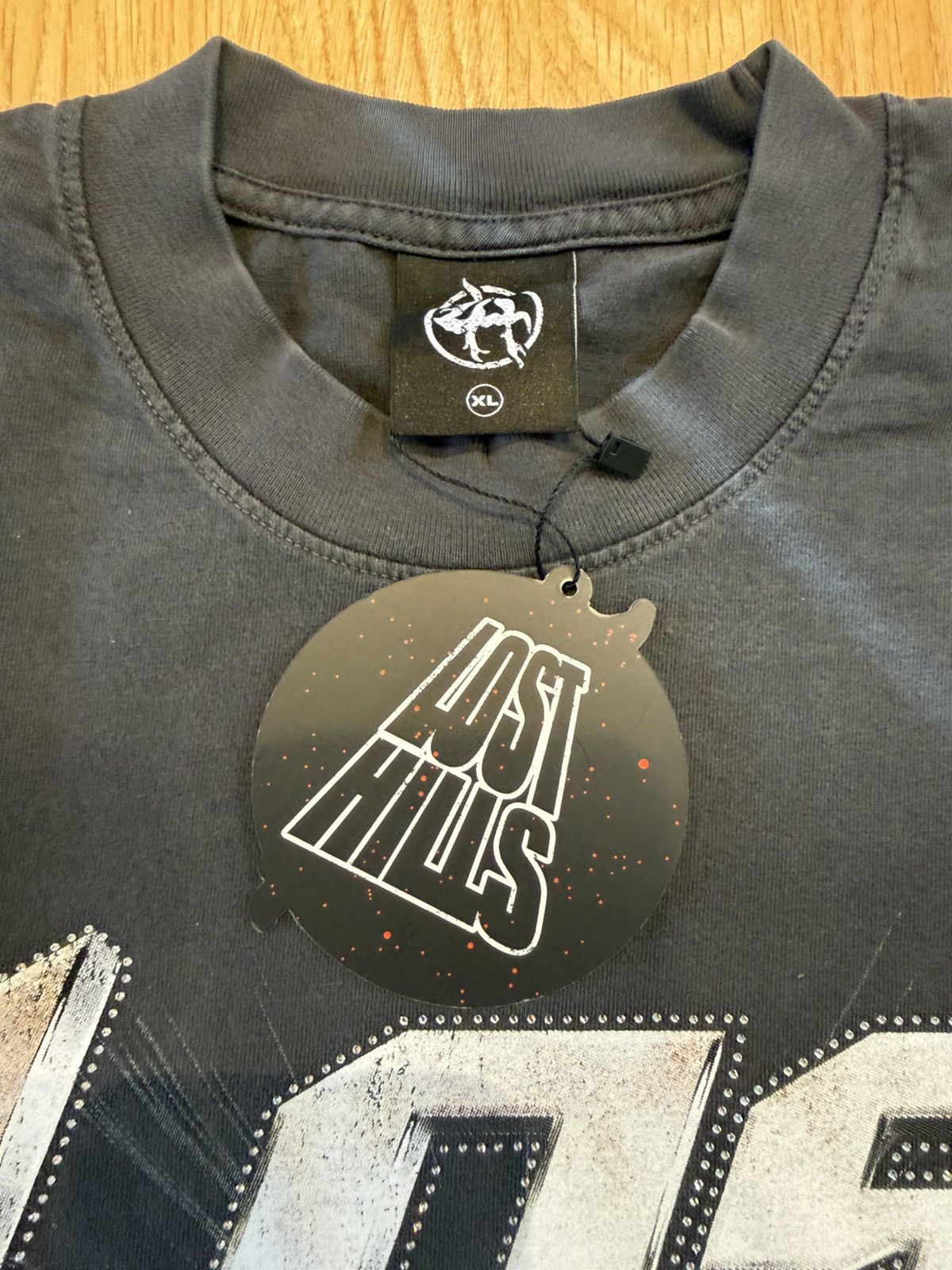 Lost hills Lost Hills Rhinestone Metallic Logo Tee Washed Black XL NWT Size US XL / EU 56 / 4 - 5 Thumbnail