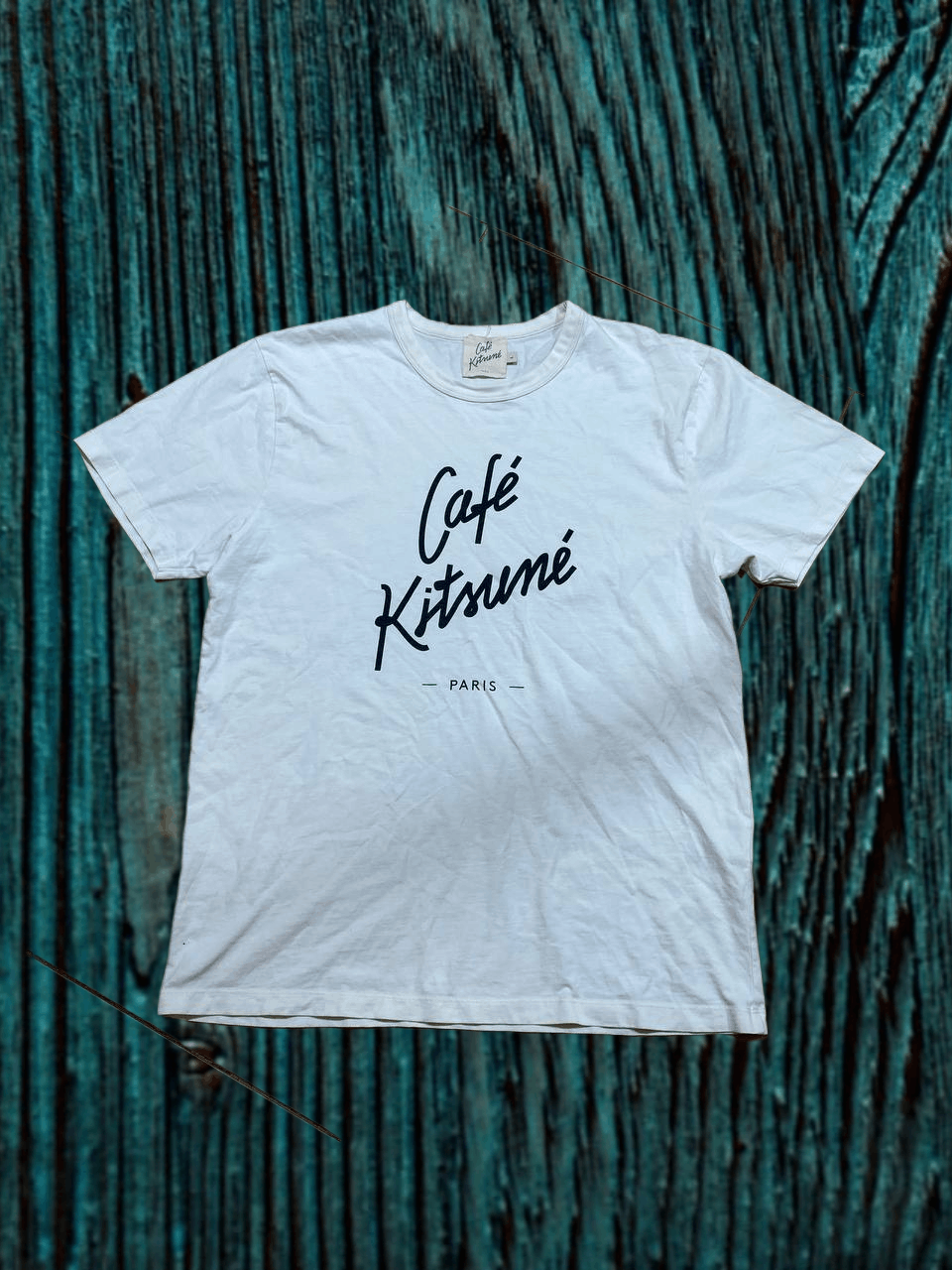 Maison Kitsune Maison Kitsune Cafe Paris Logo Tee Spell Out Cotton Top Size US L / EU 52-54 / 3 - 1 Thumbnail