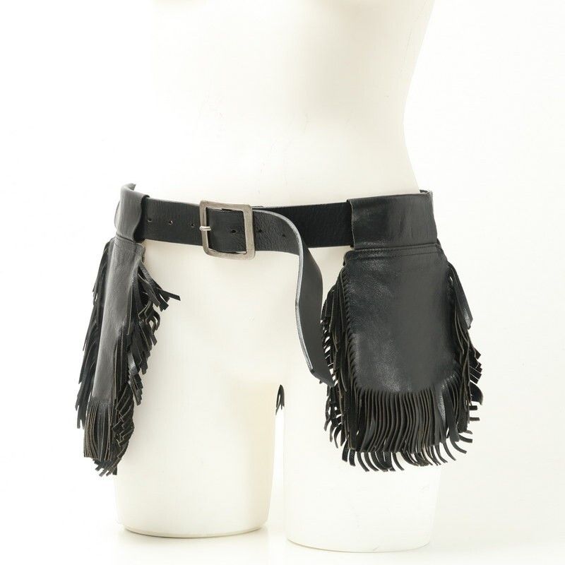 Yohji Yamamoto Leather Fringe Pocket Belt Size 32 - 1 Thumbnail