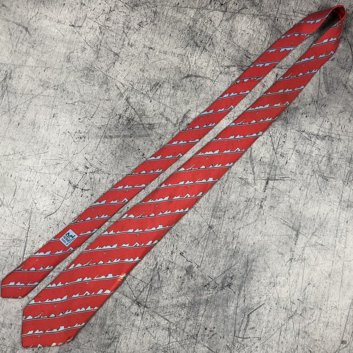 Hermes Hermes Distressed Paris Night Skyline Tie Size ONE SIZE - 11 Thumbnail