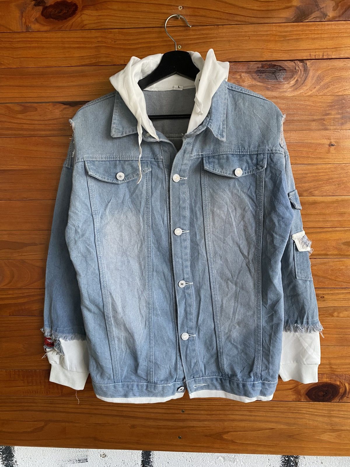 Japanese Brand Vintage-Inspired Light Wash Denim Jacket Hoodie Cat Graphic Size M / US 6-8 / IT 42-44 - 10 Thumbnail