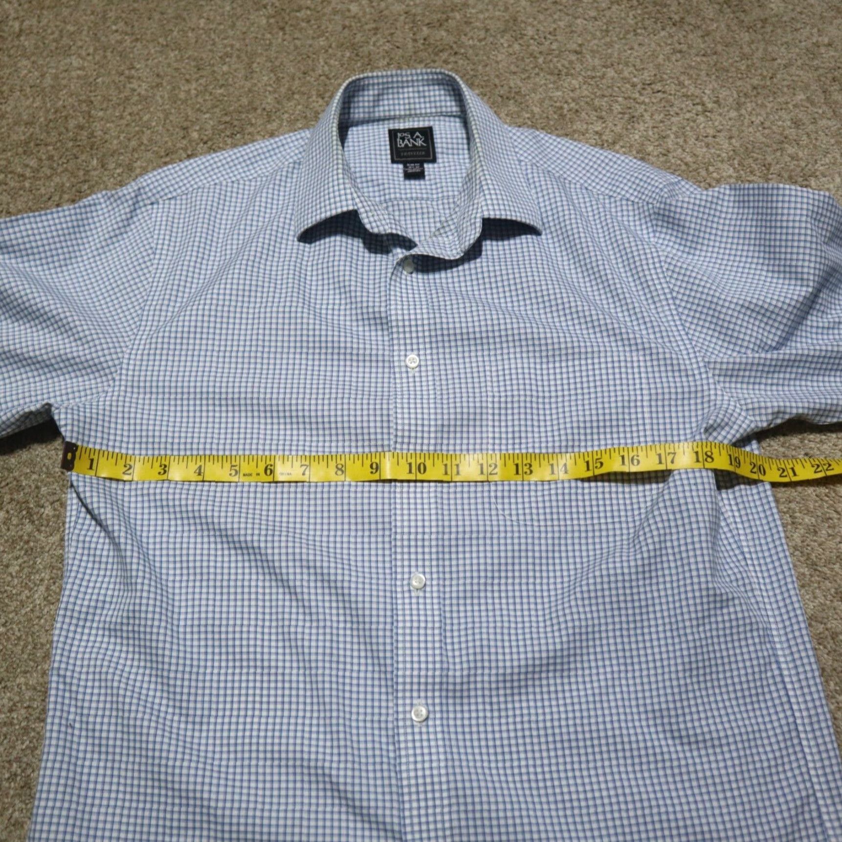 Jos. A. Bank Jos A Bank Shirt Men 15.5 32 Blue Check Traveler Button-Up Long Sleeve Cotton Size US L / EU 52-54 / 3 - 4 Thumbnail