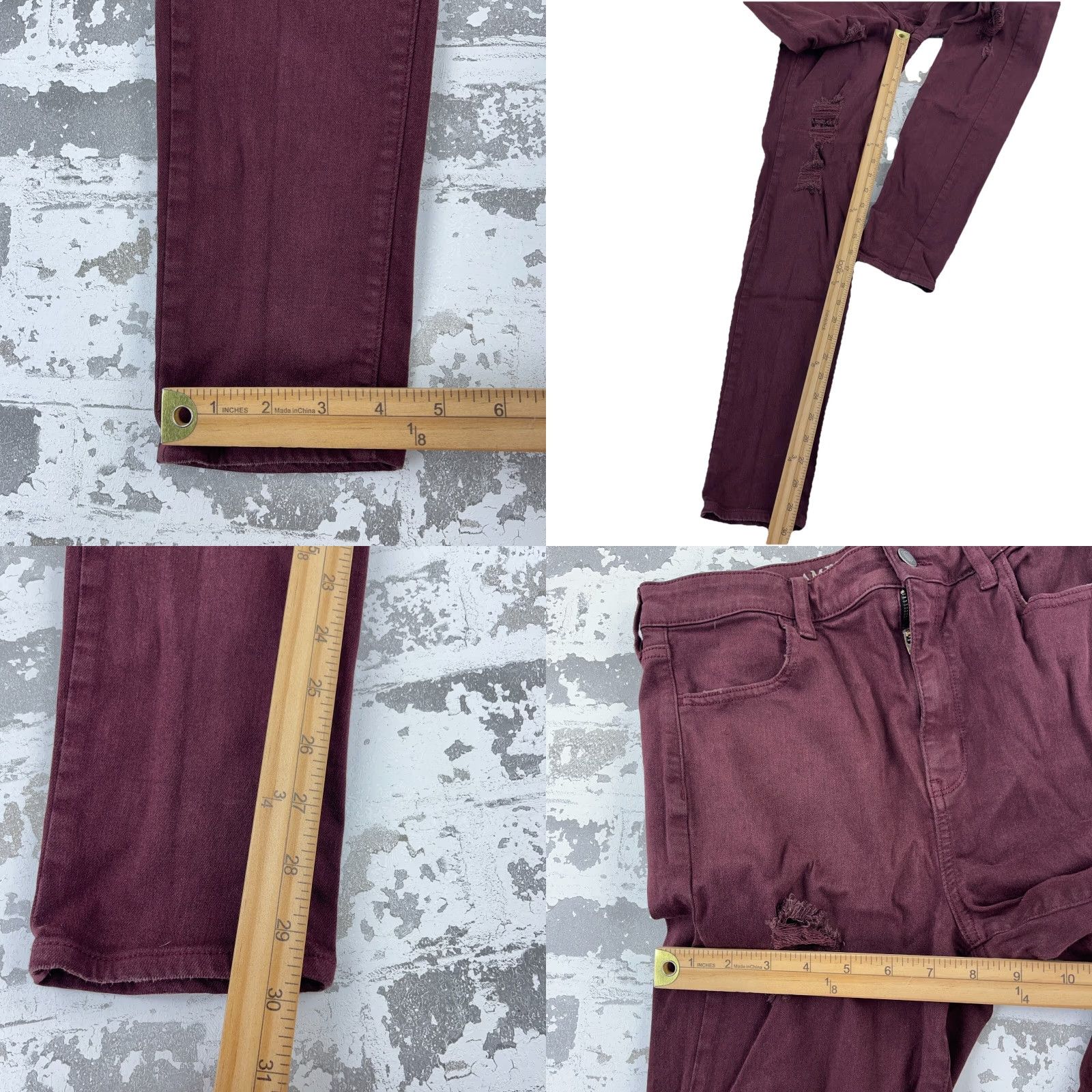 American Eagle Outfitters American Eagle Jeans Women 8 Jegging Super High Rise Marron Burgundy Pants Size 30" / US 8 / IT 44 - 8 Thumbnail