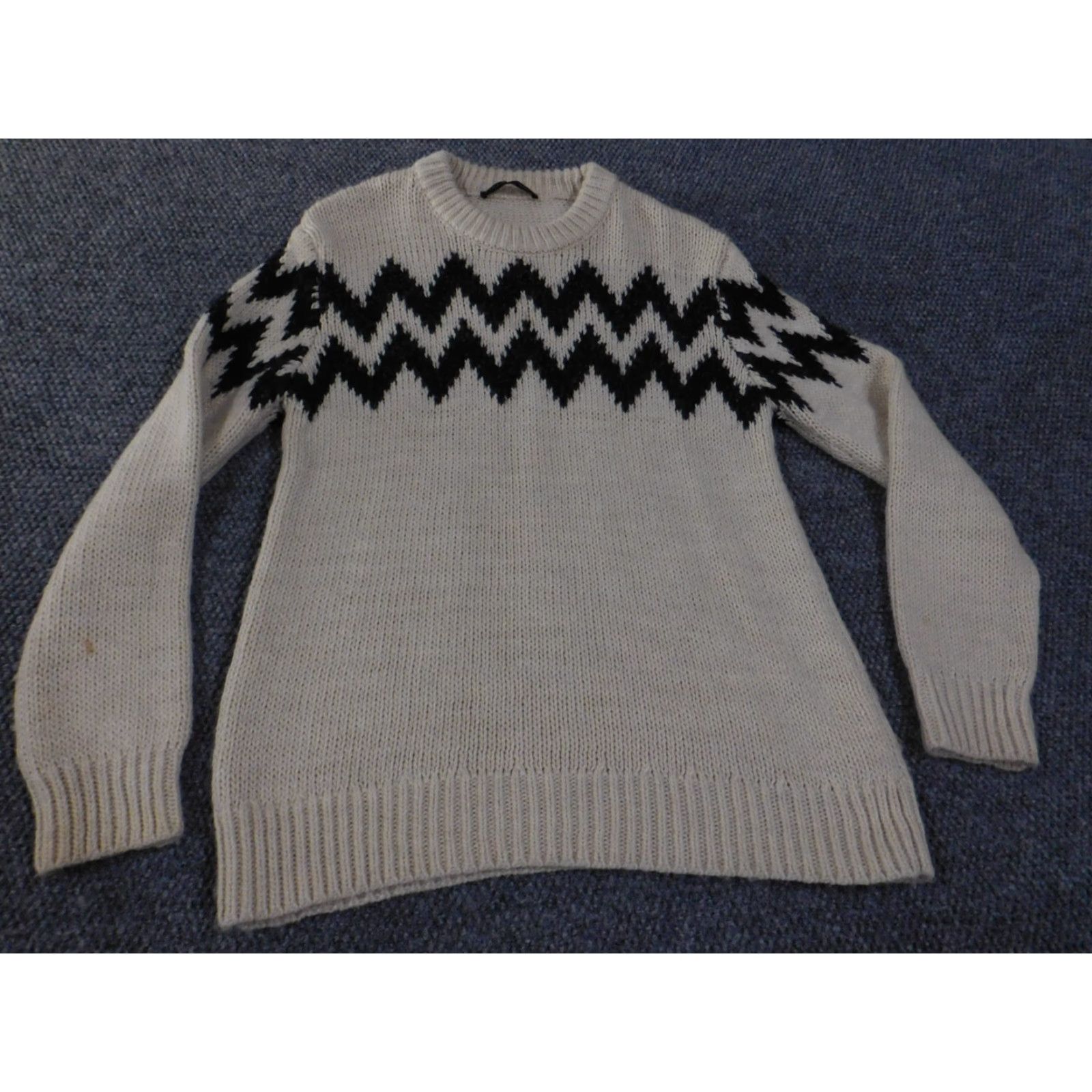 Zara Zara Sweater Crew Neck Geometric Wool Beige Acrylic Knit L Men Pullover Casual Regular Vintage? No Size US L / EU 52-54 / 3 - 4 Thumbnail