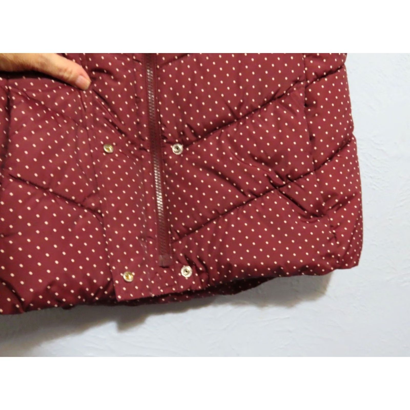 Gap Gap Women's S Vest Puffer Full Zip Polka Dot Red Wine Burgundy Casual Formal Fall Winter) Size S / US 4 / IT 40 - 5 Thumbnail