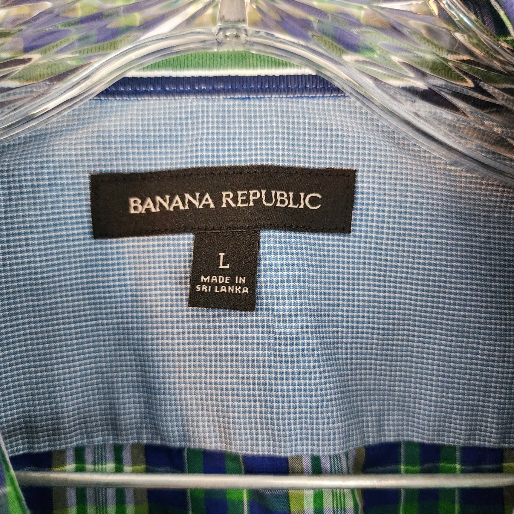 Banana Republic Banana Republic Mens Blue Green Plaid Short Sleeve Button-Up Size L Size US 33 - 5 Thumbnail