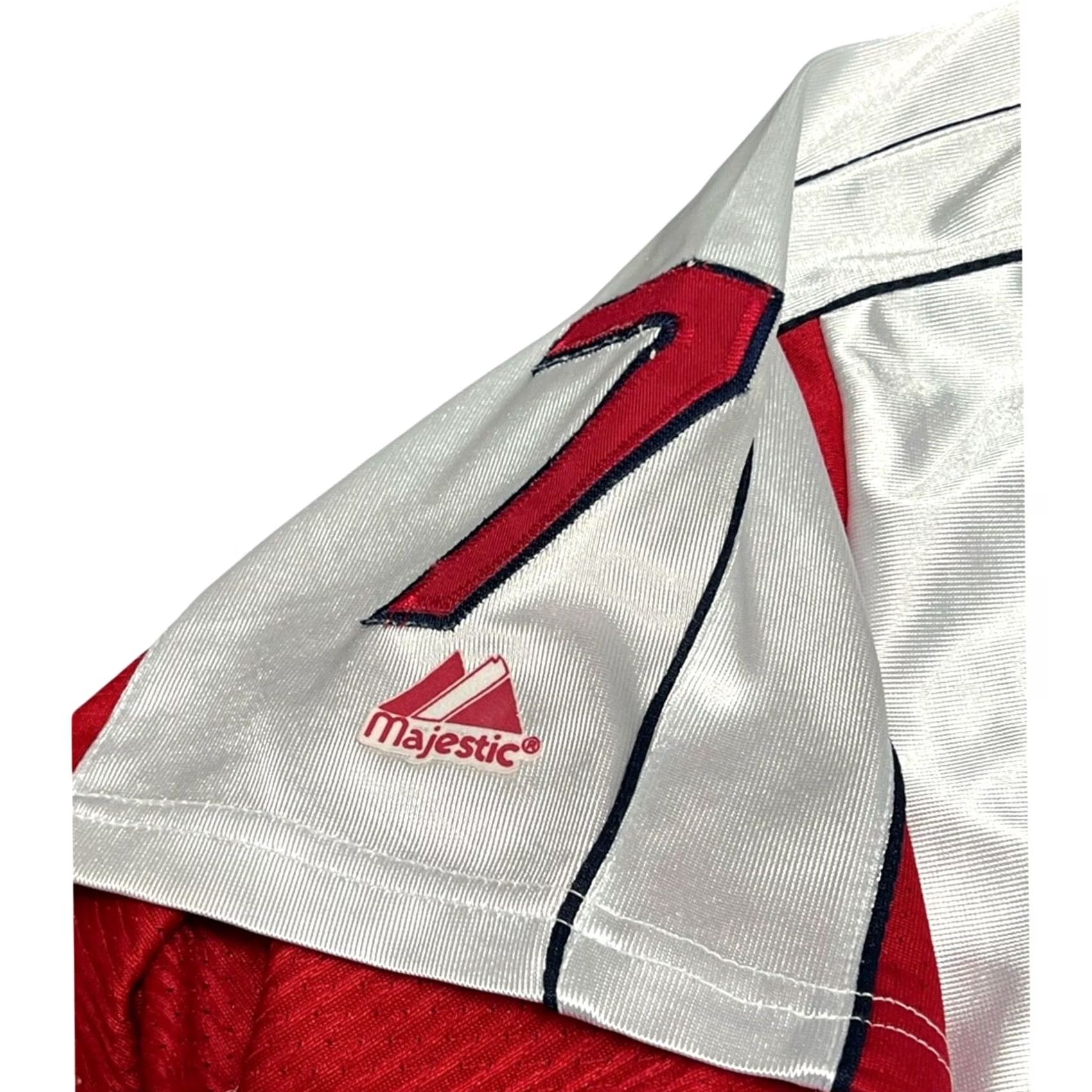 Drew J.D. Drew St Louis Cardinals Majestic T-Shirt White Red Button Front Jersey Rare Large Mens L Size US L / EU 52-54 / 3 - 6 Thumbnail
