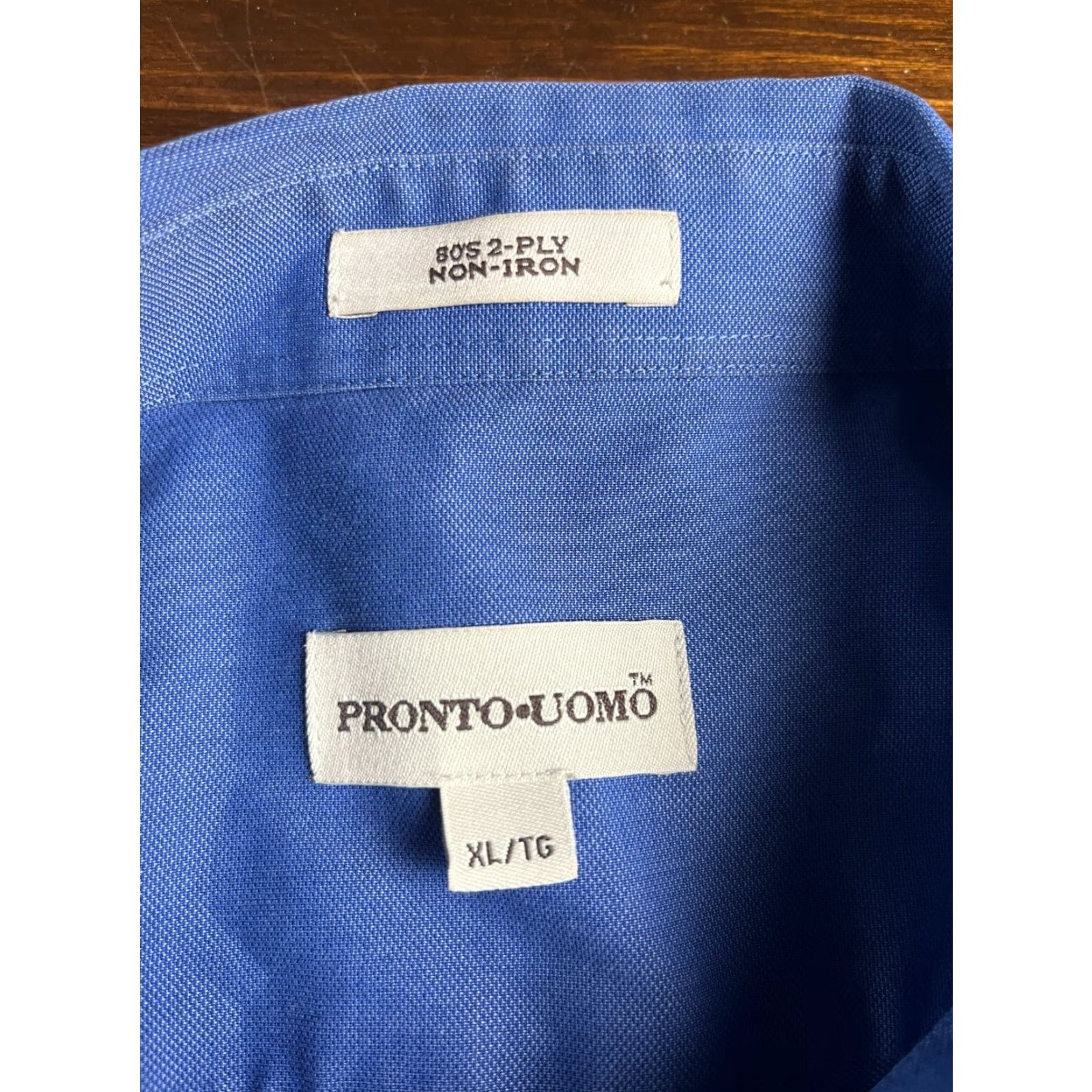 Pronto Uomo Pronto Uomo Shirt Men XL Blue Non Iron Dress 80's Button Up Size US XL / EU 56 / 4 - 5 Thumbnail