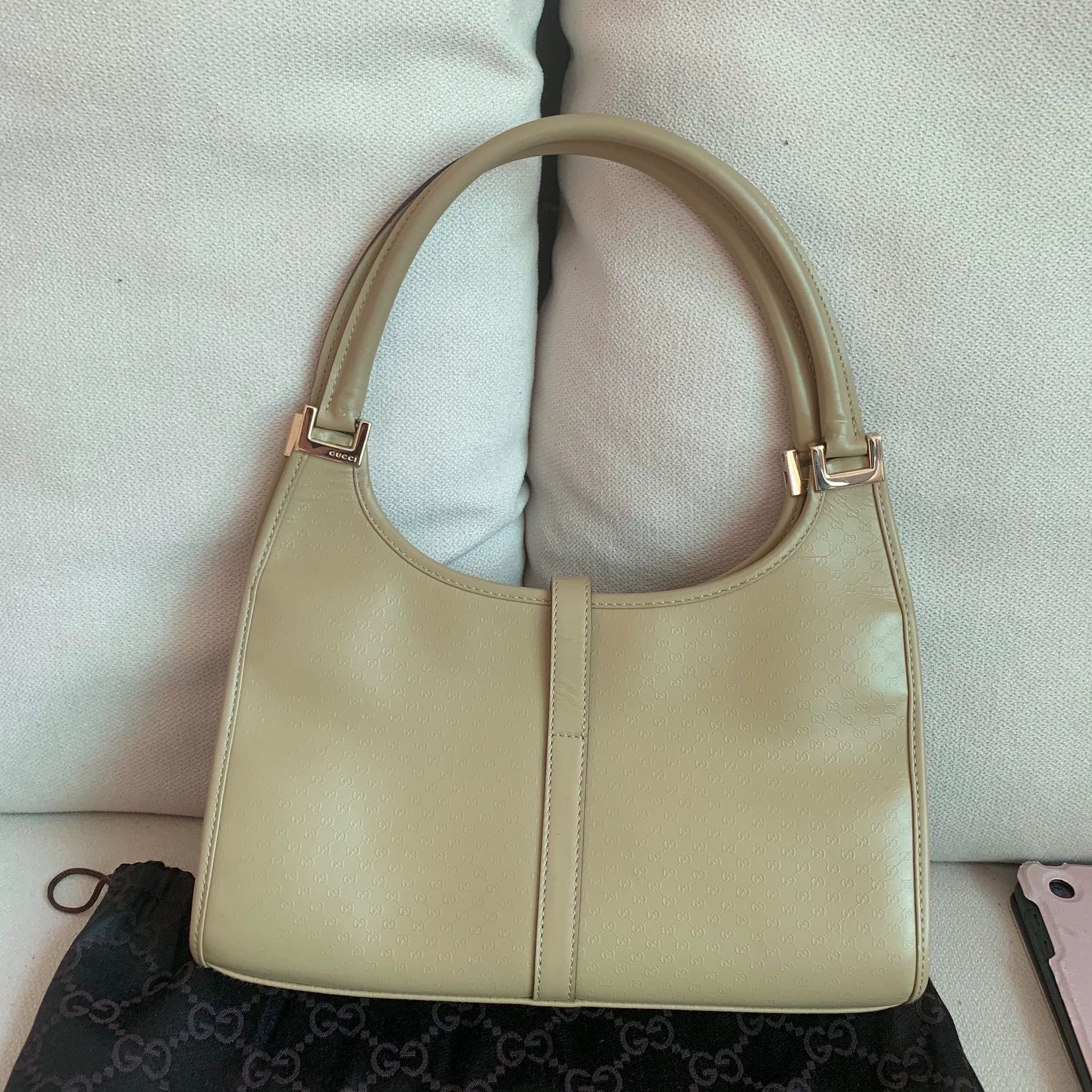 Gucci Gucci Vintage Embossed Taupe Armpit Bag Size ONE SIZE - 2 Thumbnail