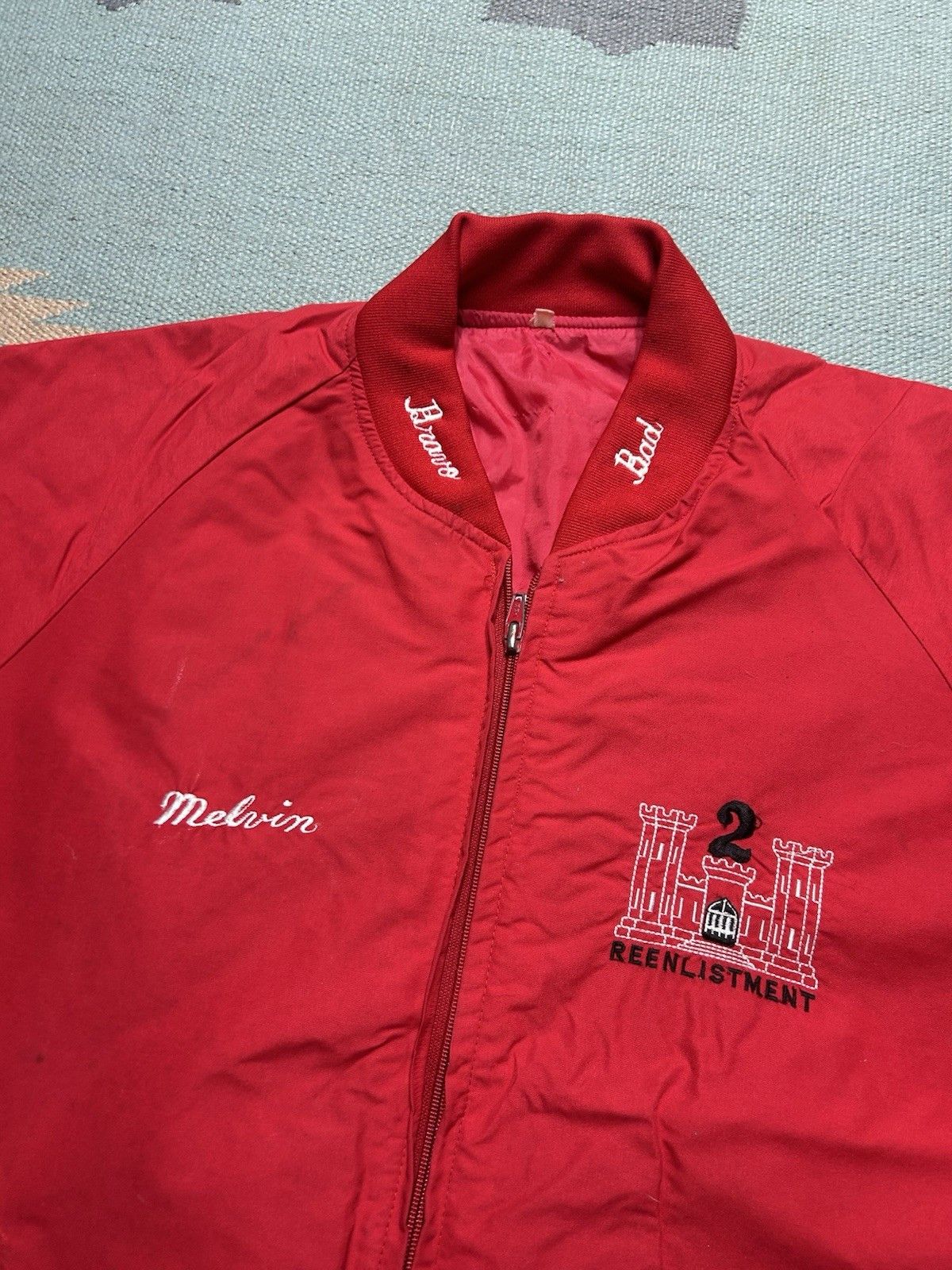 Vintage 80s Korea tour jacket 802nd engineer battalion name bomber L Size US L / EU 52-54 / 3 - 9 Thumbnail