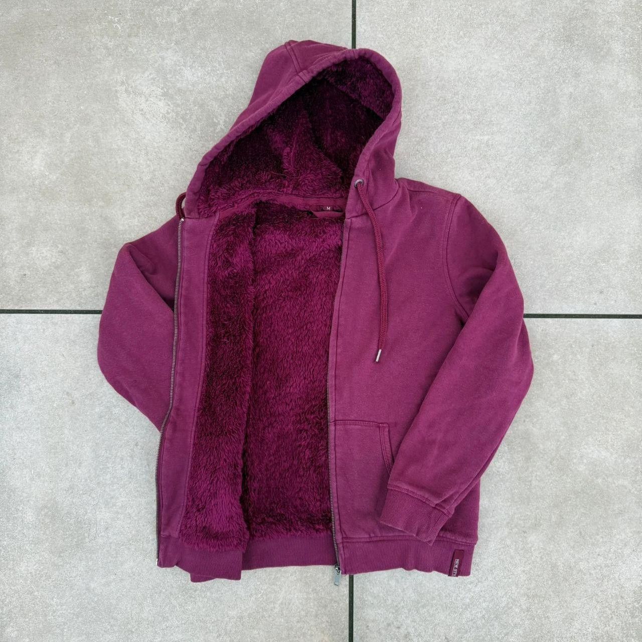 Vintage Hoodie Zip Up Burgandy Linned Sherpa Fur Sweatshirt Size US M / EU 48-50 / 2 - 4 Thumbnail