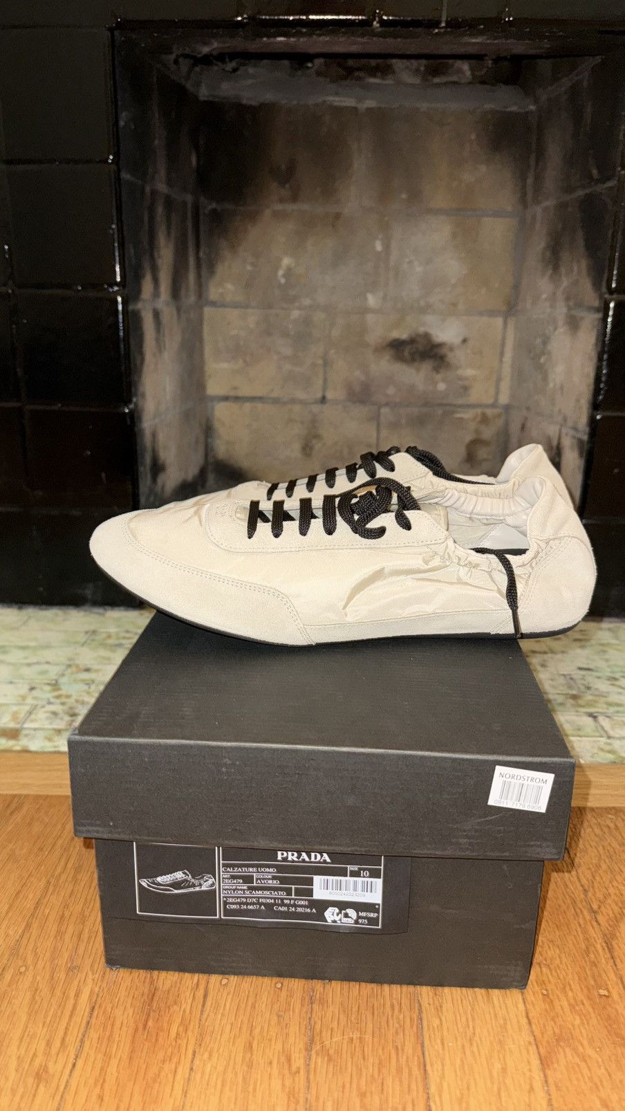 Prada Ivory Collapse Re-Nylon and suede elasticized sneakers Size US 11 / EU 44 - 4 Thumbnail