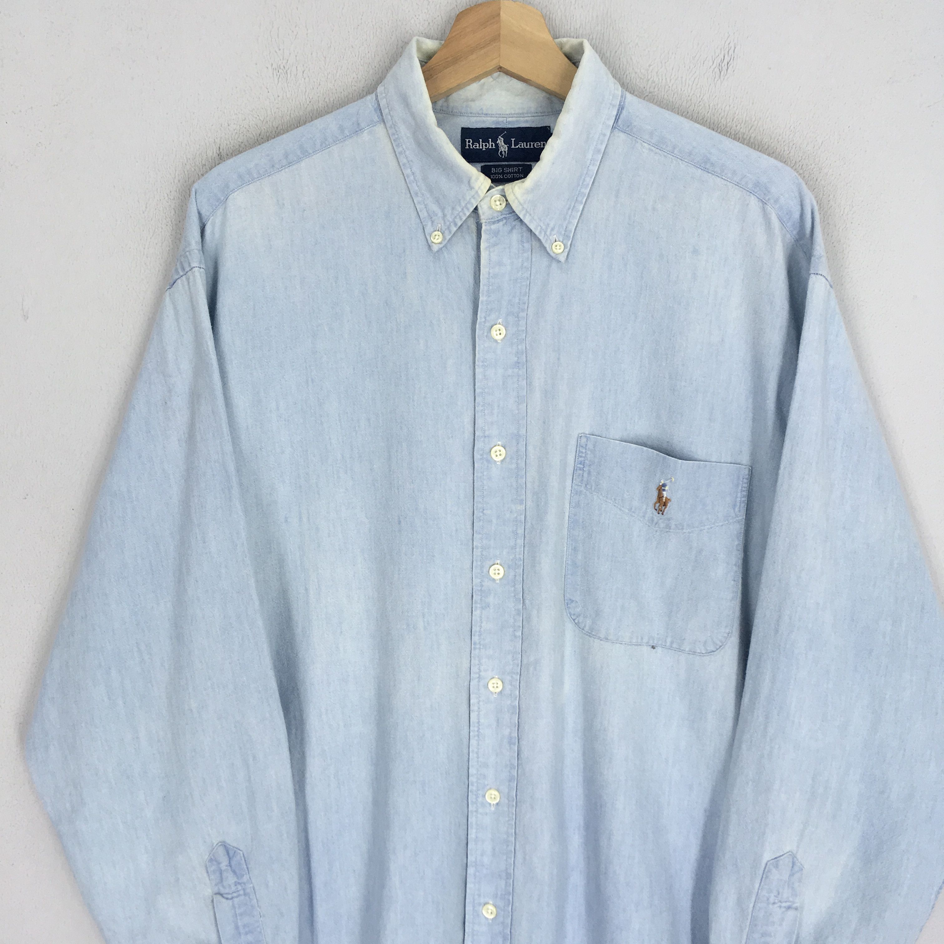 Polo Ralph Lauren Vintage 90s Polo Ralph Lauren Denim Polo Pony Jeans Shirt Size US XL / EU 56 / 4 - 3 Thumbnail