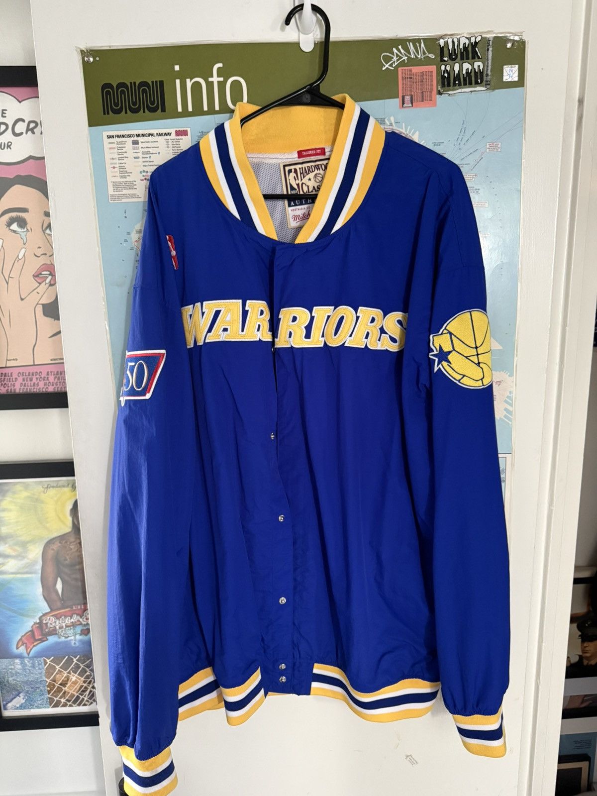 Mitchell & Ness Warriors vintage warm up jacket 1996/97 Size US XXL / EU 58 / 5 - 1 Thumbnail