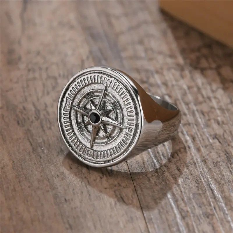 Jewelry × Vintage New Fashion Punk Vintage Compass Male Signet Ring Size ONE SIZE - 2 Thumbnail