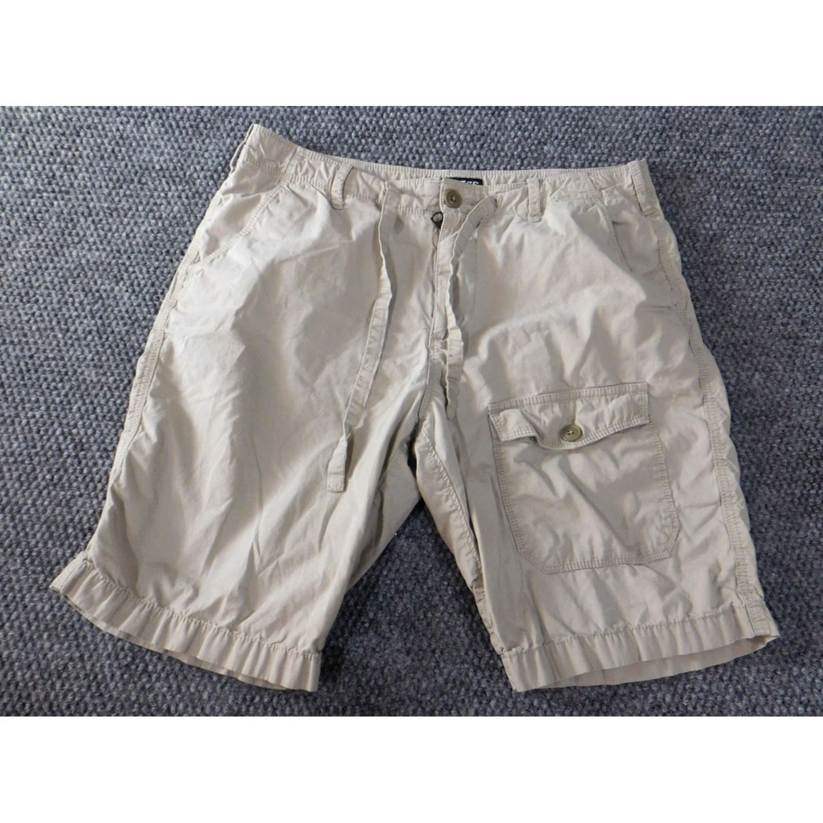 Express Express Mens Shorts 30 Beige Chino Flat Front Cotton Regular Pockets Logo Casual Vintage: No Men XS? Size US 30 / EU 46 - 2 Thumbnail