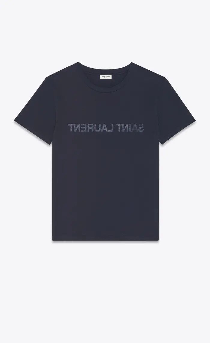 Saint Laurent Paris o1bcso1str0625 Reverse T-Shirt in Navy Blue Size US XXL / EU 58 / 5 - 1 Thumbnail