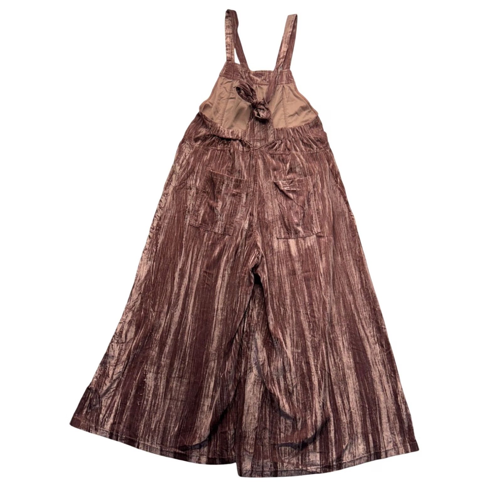 Vintage Natural Life Velvet Overalls Brown Size S Womens One-Piece Pockets Wide-Leg Size 28" / US 6 / IT 42 - 2 Thumbnail