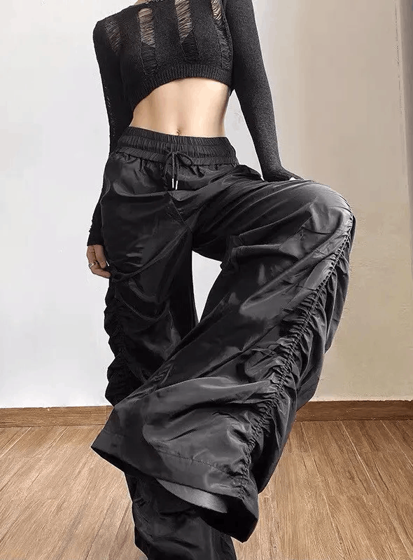 Japanese Brand × Vintage Black y2k ruched pants Size US 32 / EU 48 - 3 Thumbnail